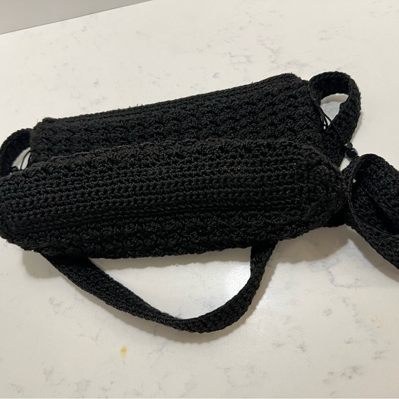 Chic Black Crochet Shoulder Bag - Picture 7 of 12